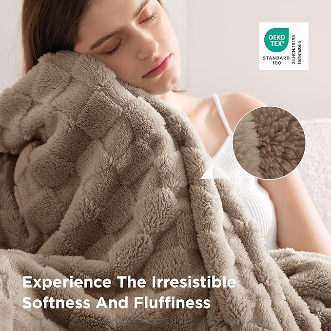 Bedsure GentleSoft Light Brown Throw Blanket - Image 4