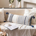 BlissBlush Navy Dark Blue Boho Decorative Lumbar Pillow Cover 14x36, Long Body by BlissBlush