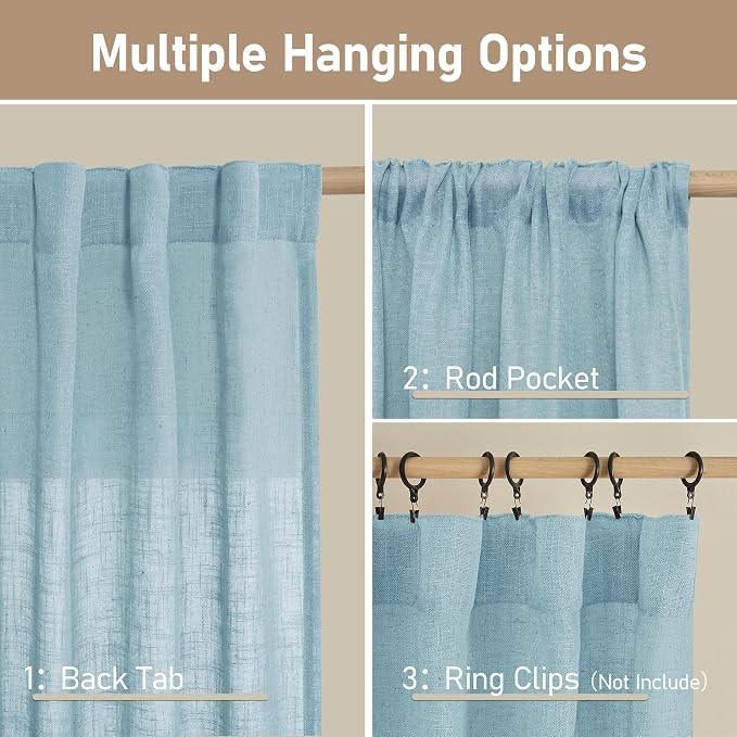 LAMIT Linen Curtains for Living Room 84 inch Length 2 Panels, Light Filtering - Image 3
