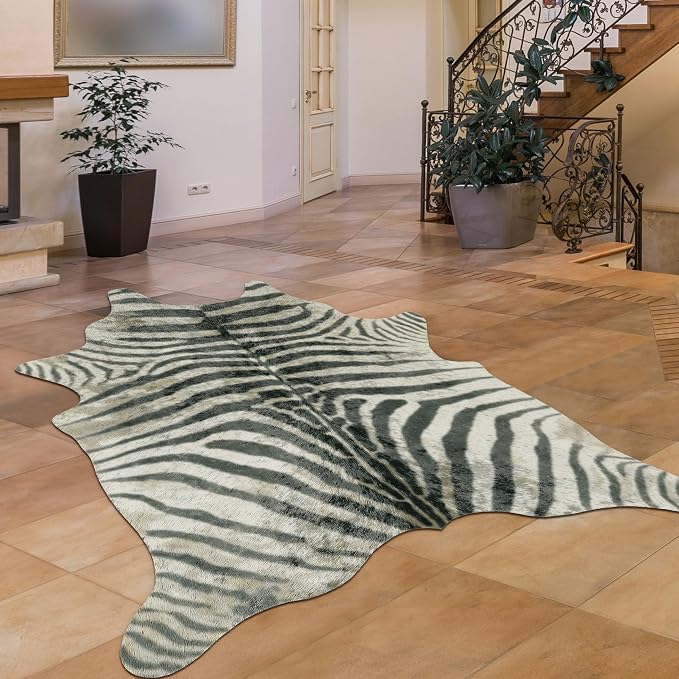 Zebra Print Area Rug, 4.6x5.2 Feet - Image 7