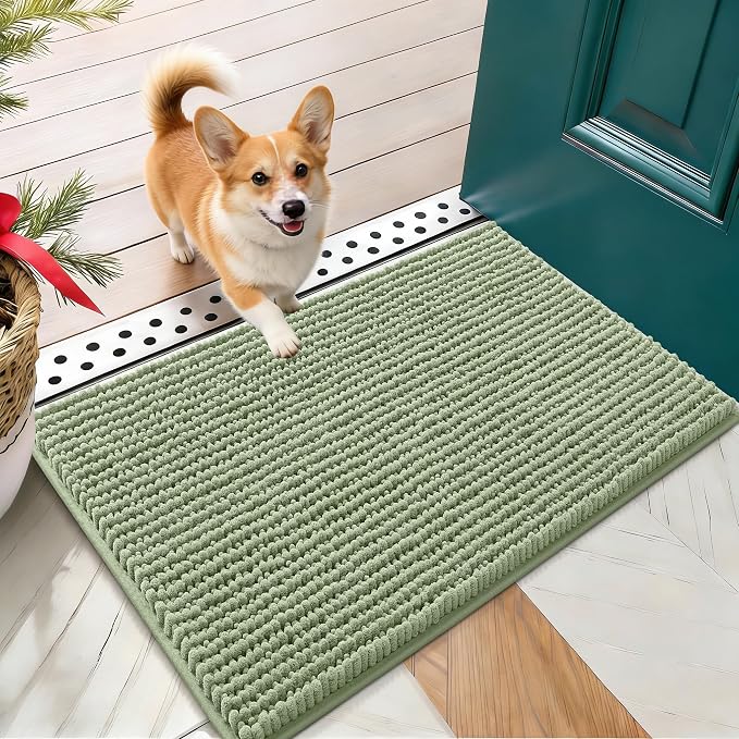 OLANLY Dog Door Mat for Muddy Paws 24x16, Ultra Absorbent Chenille Mud Doormat by OLANLY