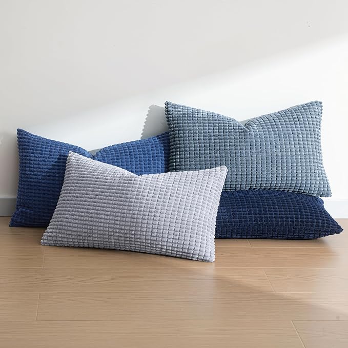 MIULEE Blue Decorative Lumbar Pillow Covers 12x20 Inch Set of 4 Boho Western - Image 2