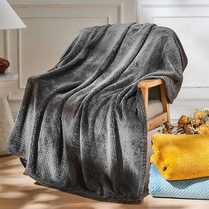 NEWCOSPLAY Super Soft Twin Blanket Dark Grey Premium Silky Flannel Fleece by NEWCOSPLAY