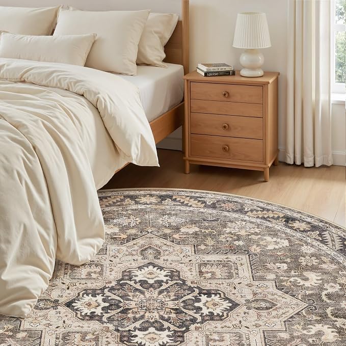 5ft Round Vintage Living Room Area Rug - Image 4