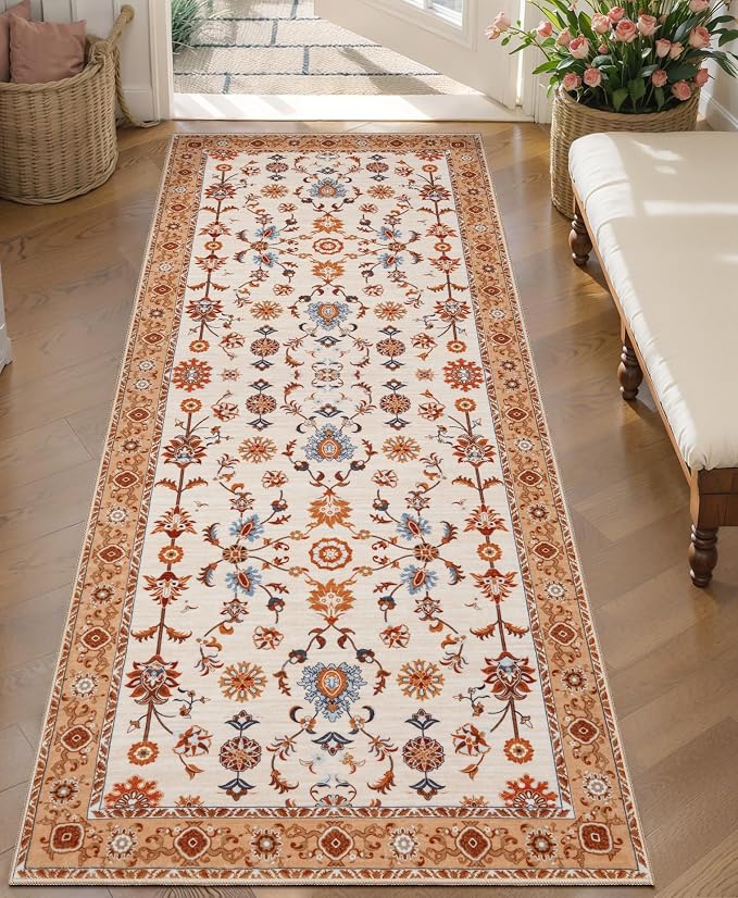 Tangsoo Washable Runner Rug for Hallway Non Slip, 2x5 Boho Floral Vintage by Tangsoo