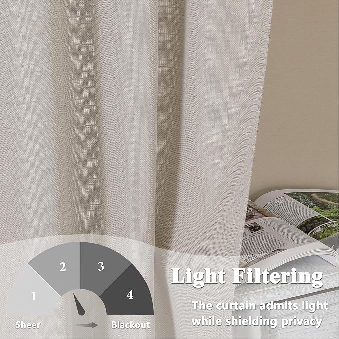 Gwine Valance Curtain, Light Filtering Faux Linen Textured Valance Kitchen - Image 4