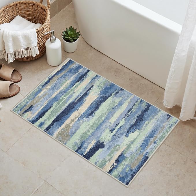 GENIMO 2X3 Washable Modern Doormat, Non-Slip Low Pile Chenille Area Rug - Image 3