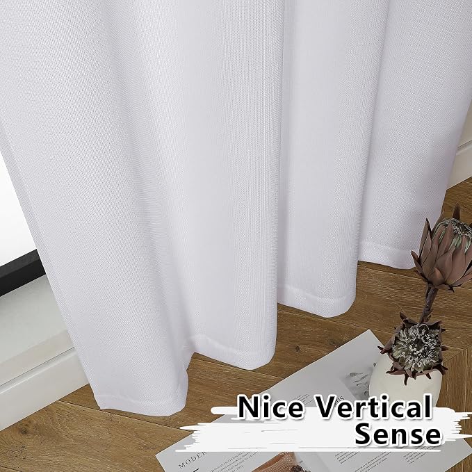 Gwine White Valance Curtain, Light Filtering Faux Linen Textured Valance - Image 7