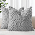 decorUhome Throw Pillow Covers 16x16 Inch Set of 2, Soft Plush Faux Wool Grey by decorUhome