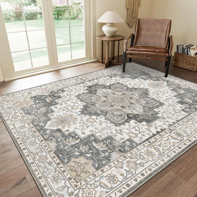 GENIMO 3x5 Area Rugs for Living Room, Machine Washable Rug, Non Slip Indoor by GENIMO