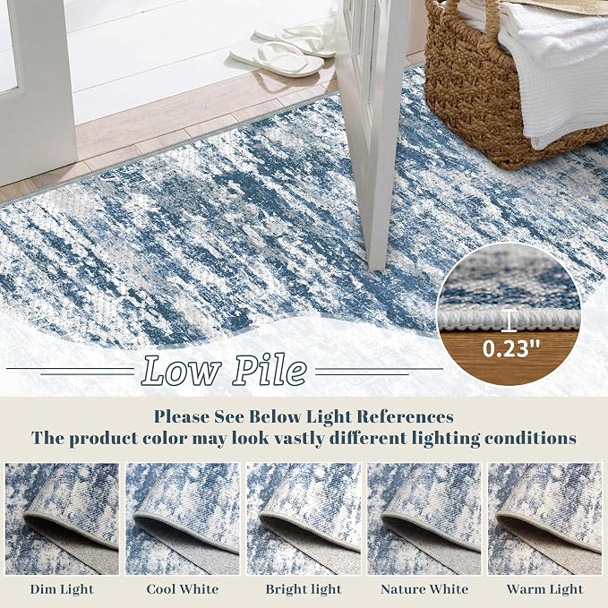 3x5 Area Rug Washable Entryway Rug Non Slip Abstract Tear and Stain Resistance - Image 4