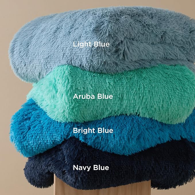 Bedsure GentleSoft Fluffy Bright Blue King Size Blanket - Image 8