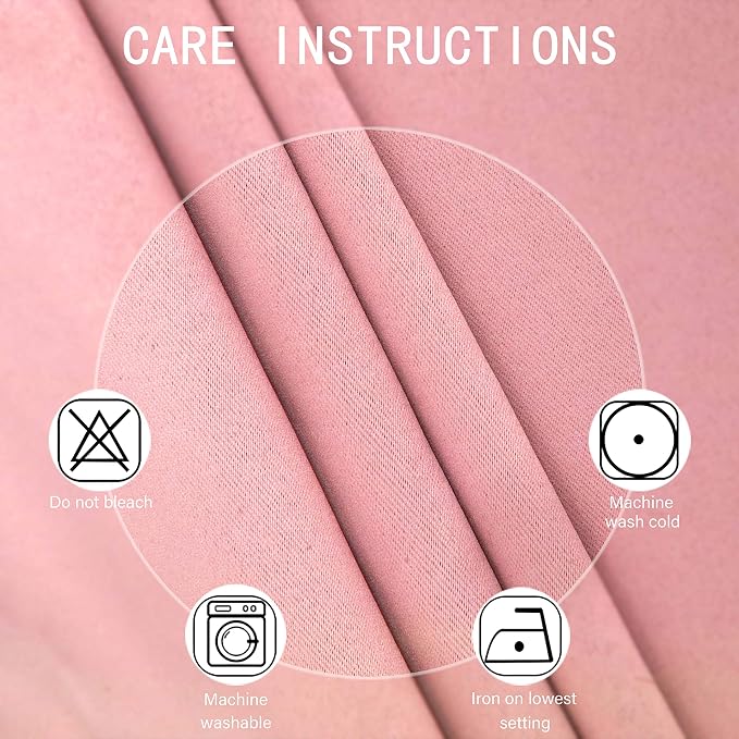 LEMOMO Pink Blackout Curtains 34 x 63 Inch Length/Set of 2 Curtain - Image 4