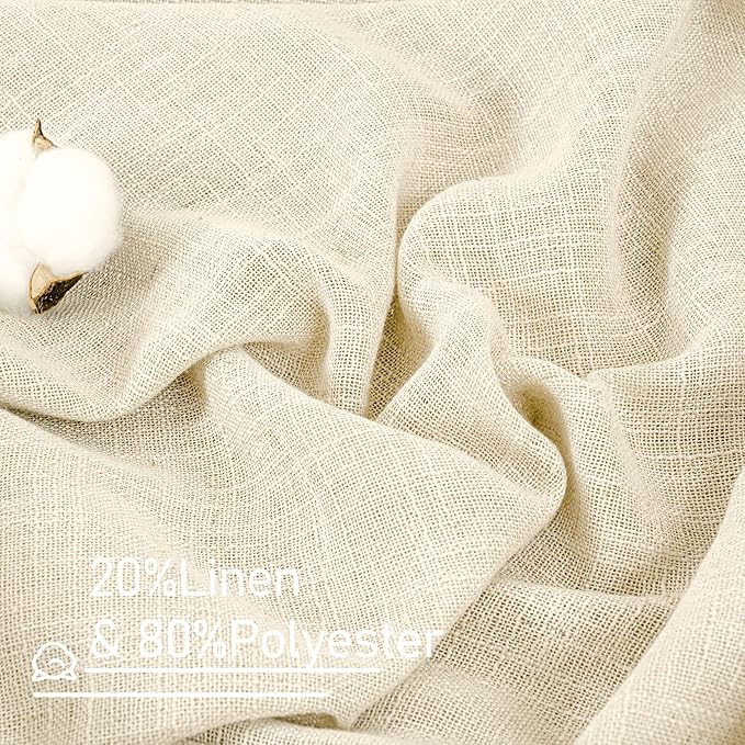 LAMIT Beige Linen Curtains 72 Inches Long 2 Panels - Image 2