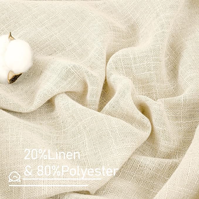 LAMIT Small Kitchen Linen Curtains 24 Inch Length 2 Panels, 34 x 24 Inch - Image 2