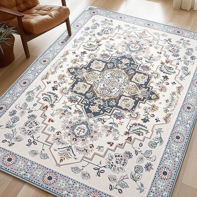 Phantoscope Washable Area Rug 4'x6' Non-Slip, Vintage Boho Rugs by Phantoscope