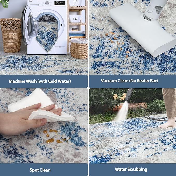 5x7 Area Rugs for Living Room Rug Washable: Abstract Rug for Dining Room - Image 5