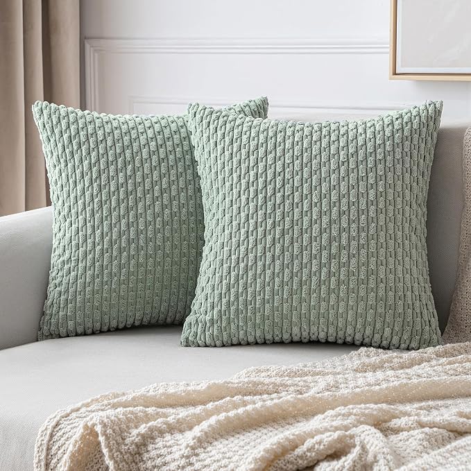 MIULEE Pack of 2 Decorative Throw Pillow Covers 16x16 Inch Soft Boho Striped by MIULEE