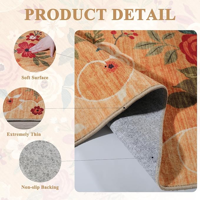 DUKINO 9x12 Area Rug, Floral Rugs - Image 3