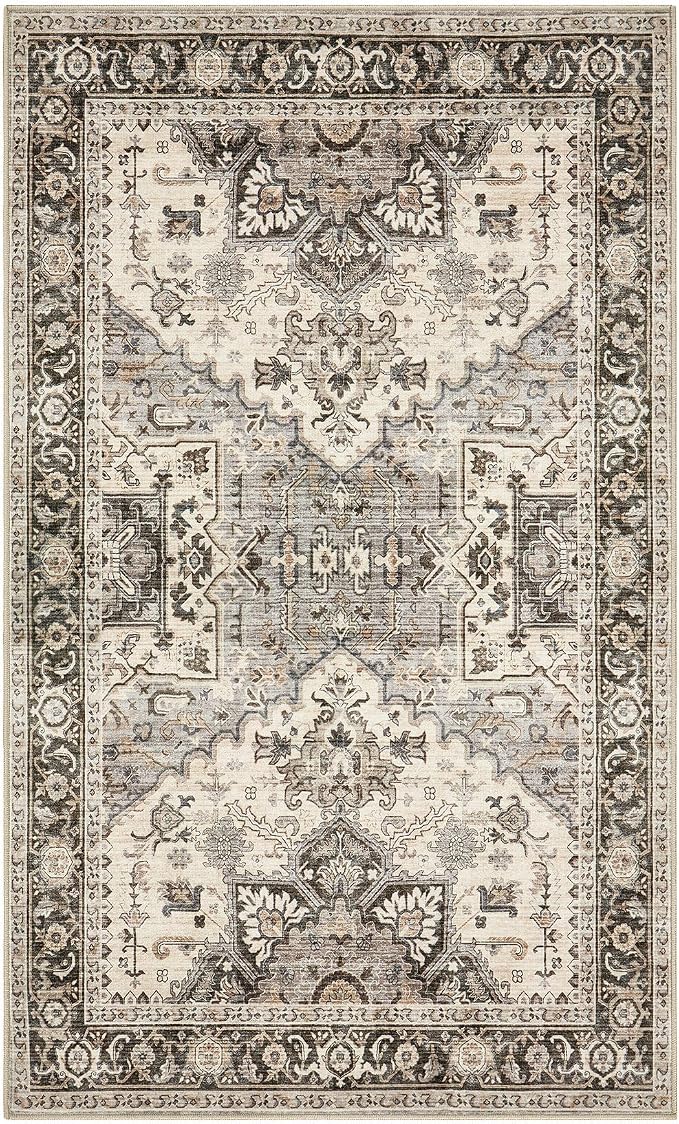 3x5 Washable Entryway Rug: Non-Slip Soft Vintage Floral Indoor Area Rug - Image 9
