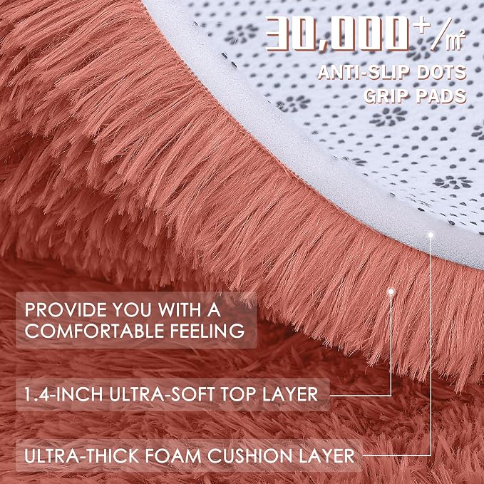 OLANLY 3x5 Machine Washable Small Bedside Rug, Soft Fluffy Shaggy Rugs - Image 8