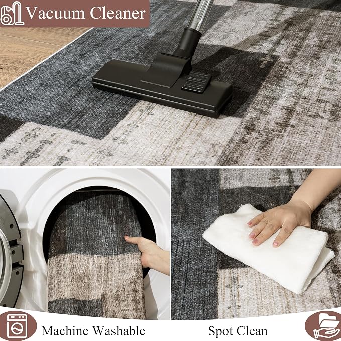 Modern Geometric Patchwork Indoor Area Rug - Image 9