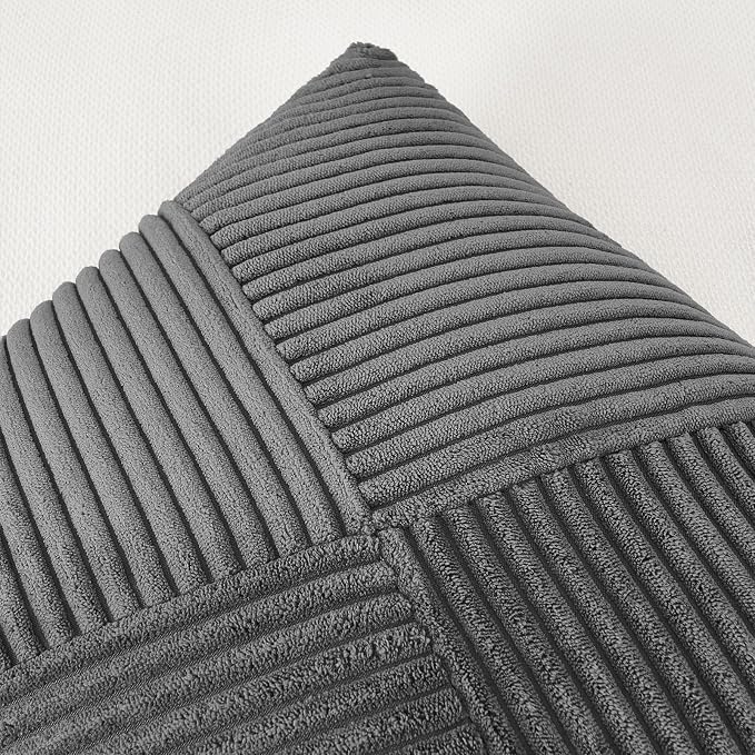 Topfinel Pillow Covers 16x16 Inch Set of 2 Decorative Darkgrey Soft Corduroy - Image 3