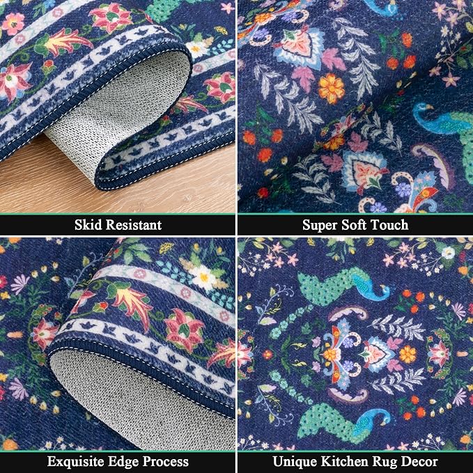 HEBE Washable Kitchen Rugs Sets of 3, Non Slip Absorbent Kitchen Rugs and Mats - Image 3