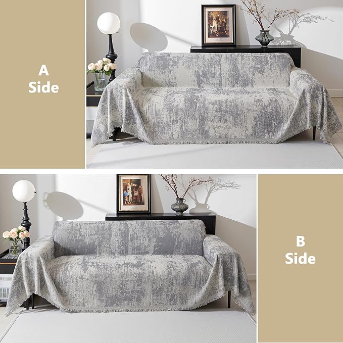 MEETSKY Boho Couch Cover for 2 Cushion Couch Sofa, Chenille Sofa Cover for - Image 6