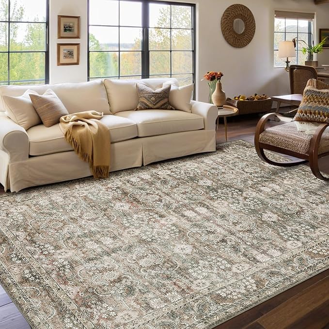 GarveeHome Washable Rugs 5x7 Vintage Floral Area Rugs by GarveeHome