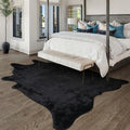 Faux Fur Black Cowhide Rug: Fluffy Cow Hide Cow Print Rug by WARMHAVEN