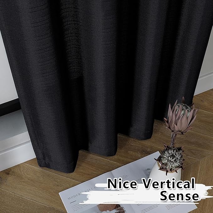Gwine Black Valance for Windows, Light Filtering Faux Linen Textured Kitchen - Image 7