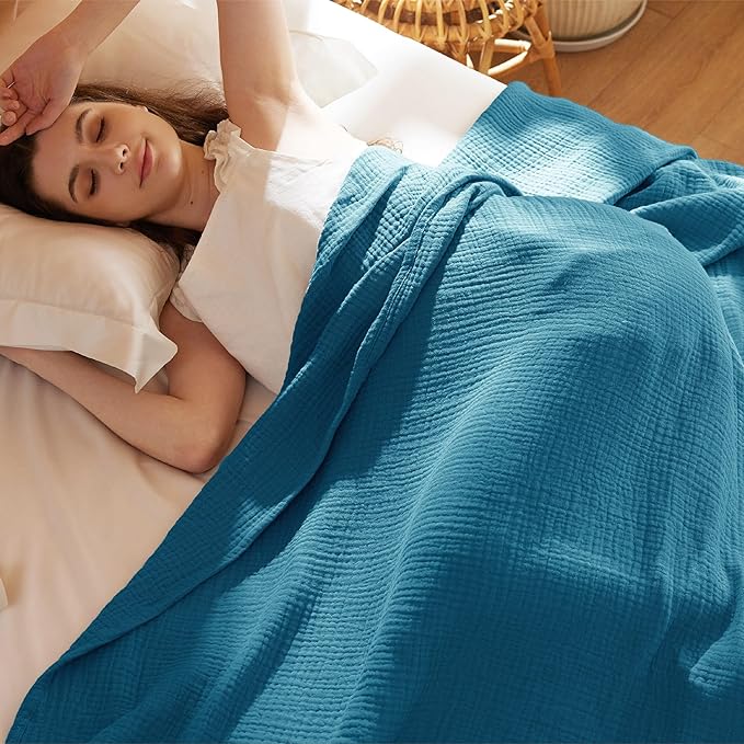 Bedsure 100% Cotton Muslin Throw Blanket Large 50x70 Inches - Image 6