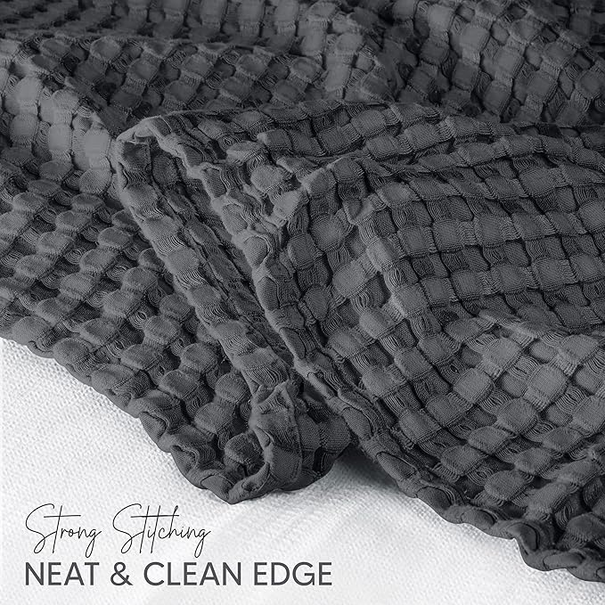 Utopia Bedding Charcoal 100% Cotton Waffle Blanket 300 GSM Soft Lightweight - Image 3