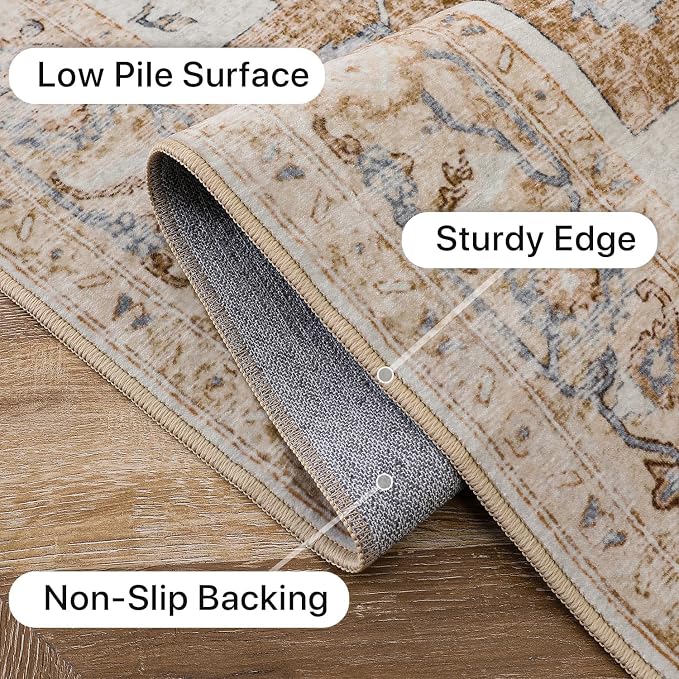 GENIMO 8x10 Area Rugs for Living Room, Machine Washable Non Slip Rugs, Low Pile - Image 8