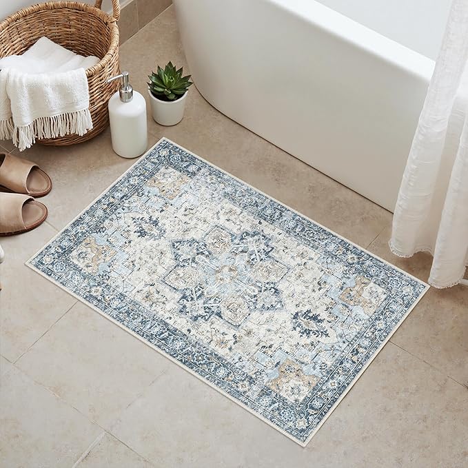 GENIMO 29"x17" Area Rugs for Living Room, Machine Washable Non Slip Vintage Rugs - Image 3
