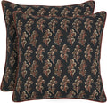 Ridhi Block Print Black Pillow Cover 18" x 18" Decorative Couch Pillows by Ridhi