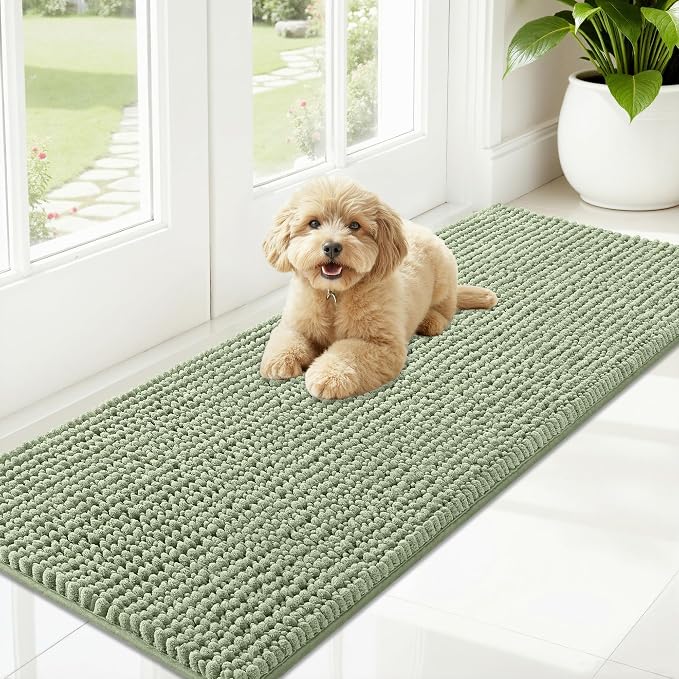 OLANLY Dog Door Mat for Muddy Paws 59x20, Ultra Absorbent Chenille Mud Doormat by OLANLY