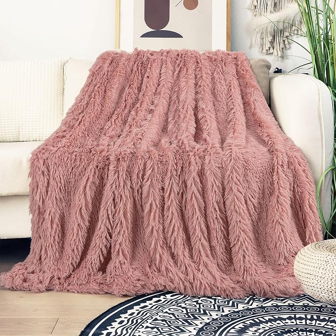 Tuddrom Decorative Extra Soft Faux Fur Blanket Queen Size 80"x90", Solid - Image 2