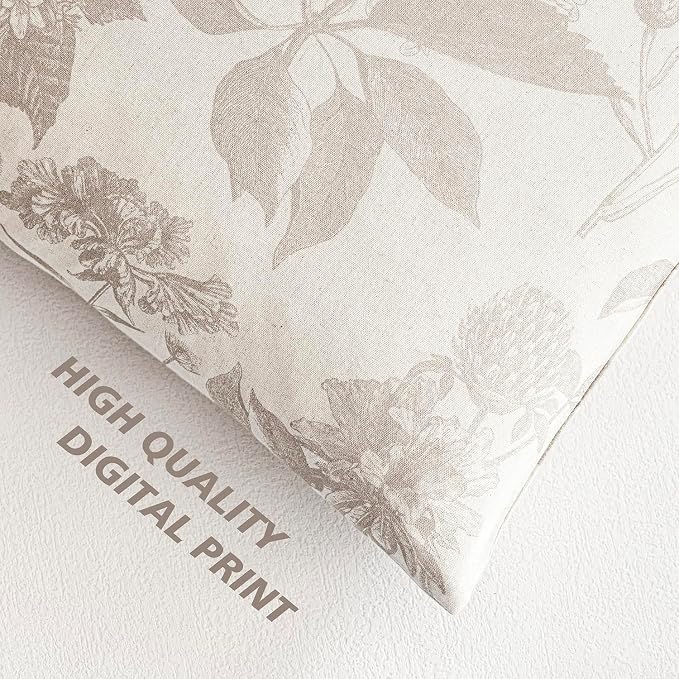 Foindtower Set of 2 Linen Floral Vintage Throw Pillow Covers Neutral Accent - Image 3