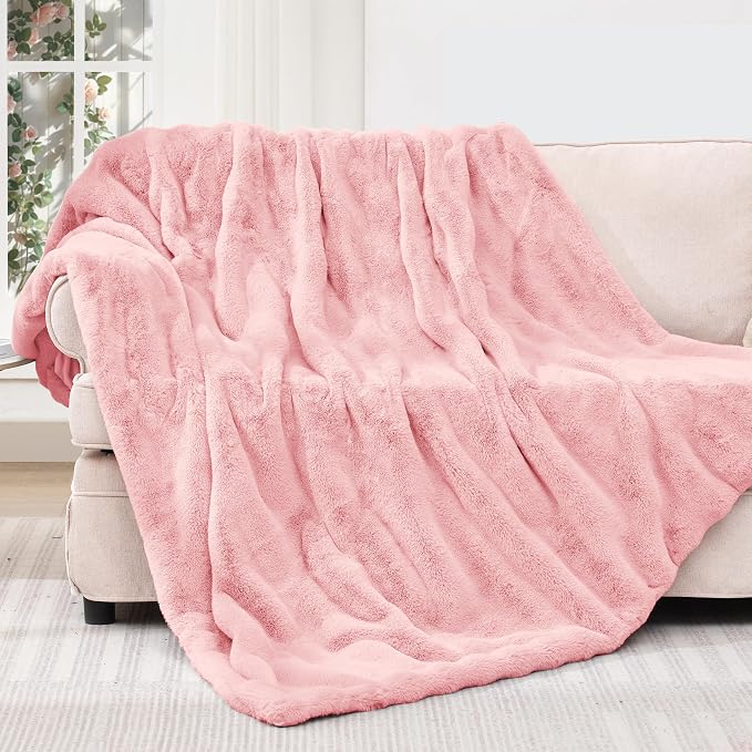 Touchat Luxury Faux Rabbit Fur Throw Blanket by TOUCHAT