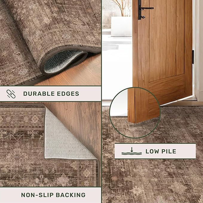 Hazo Haus Brown Earthy Boho Washable 3x10 Extra Long Hallway Runner Rug - Image 5