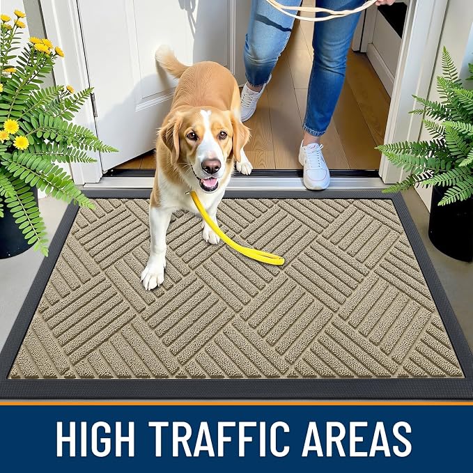 OLANLY Front Door Mat Outside Entrance 33x21, Heavy Duty Sturdy Natural Rubber - Image 5