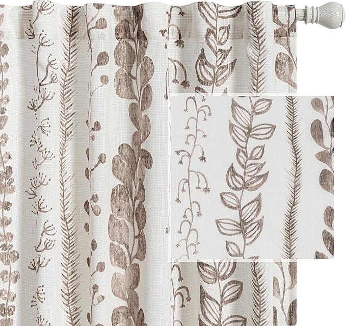 MEETSKY Brown Sheer Curtains 72 Inches Long 2 Panels Boho Curtains by MEETSKY