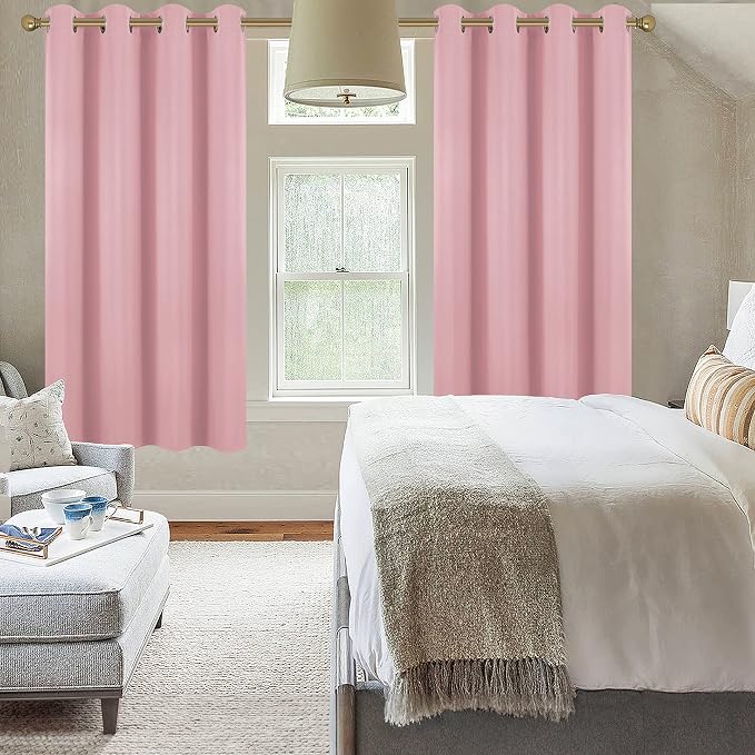 Diraysid Pink Grommet Blackout Curtains - Image 5