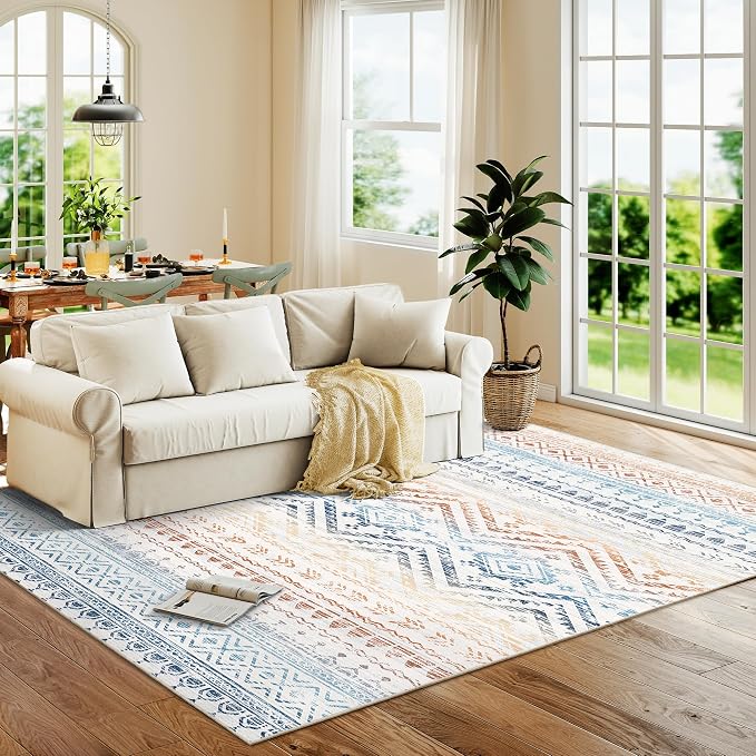 Miukiki 6x9 Area Rug for Living Room Moroccan Washable Rugs Non Slip Indoor - Image 7