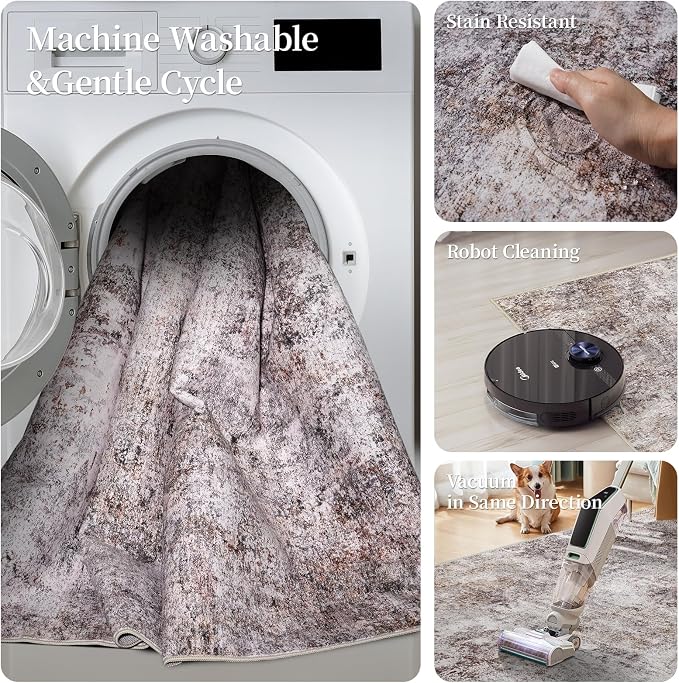 5 Square Area Rug: Washable Low Pile Carpet - Image 6