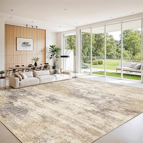 12x15 Washable Area Rug for Bedroom: Modern Low-Pile Texture Carpets - Image 2