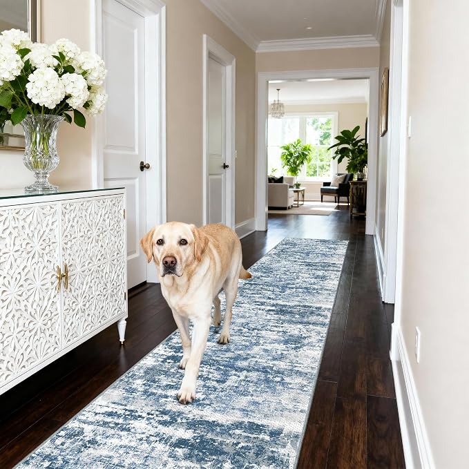 Runners for Hallways Ultra Non-Slip 2x8 Washable Kitchen Rug Abstract Tear and - Image 2