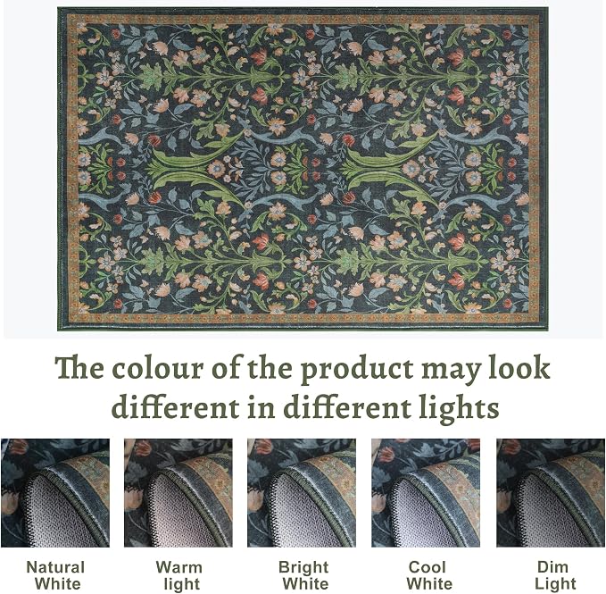 Tangsoo Washable Runner Rug for Hallway Non Slip, 2x6 Green Floral Rug Vintage - Image 3